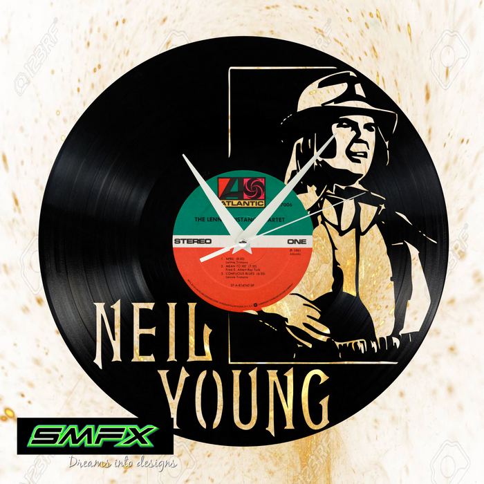 neil young Laser Cut Vinyl Record artist representation or vinyl clock