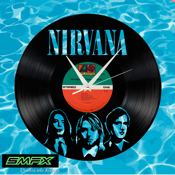 nirvana Laser Cut Vinyl Record artist representation or vinyl clock