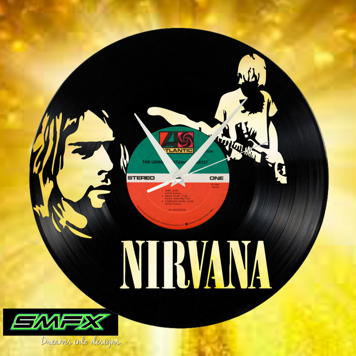 nirvana Laser Cut Vinyl Record artist representation or vinyl clock