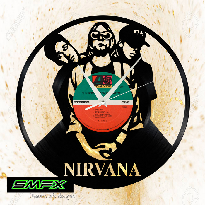 nirvana Laser Cut Vinyl Record artist representation or vinyl clock