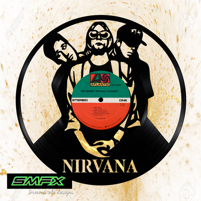 nirvana Laser Cut Vinyl Record artist representation or vinyl clock