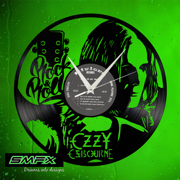 ozzy Laser Cut Vinyl Record artist representation or vinyl clock