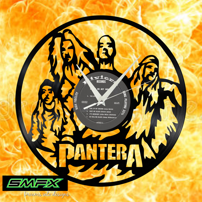 Pantera Laser Cut Vinyl Record artist representation or vinyl clock