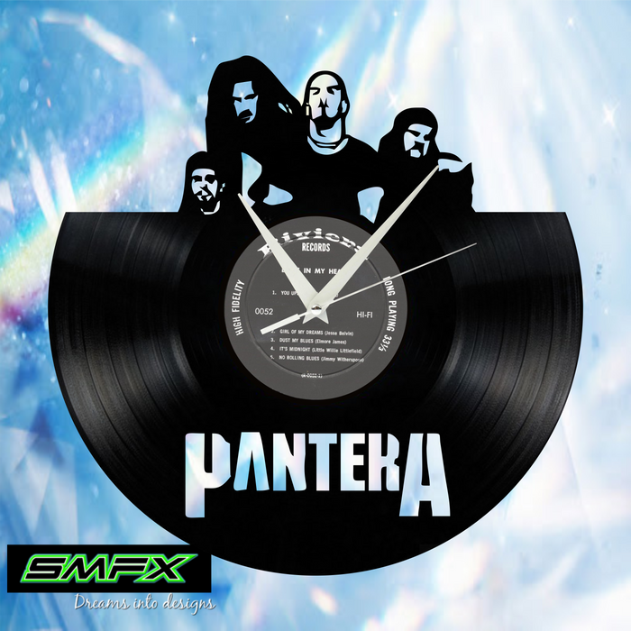 Pantera Laser Cut Vinyl Record artist representation or vinyl clock
