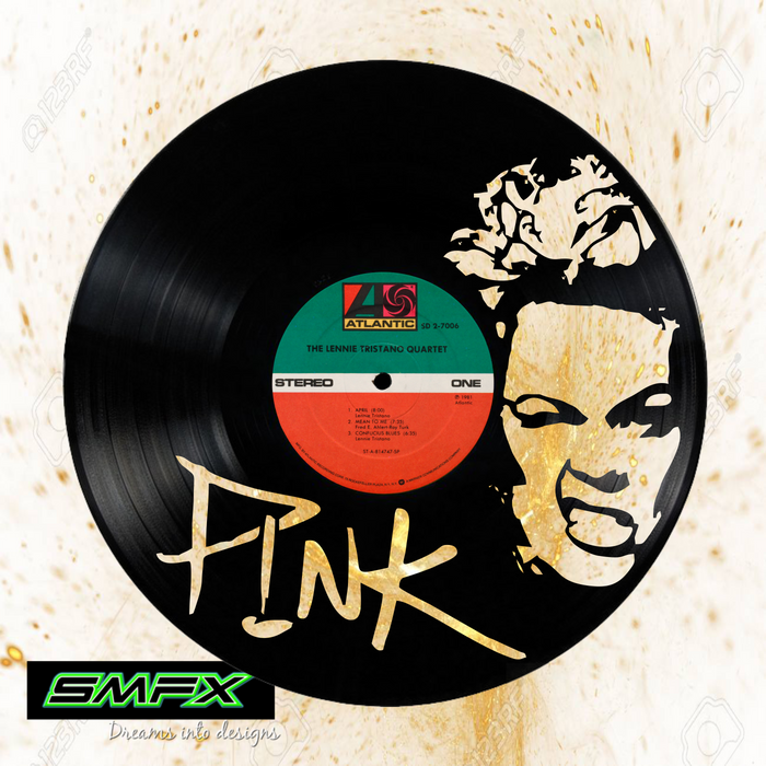 pink Laser Cut Vinyl Record artist representation or vinyl clock