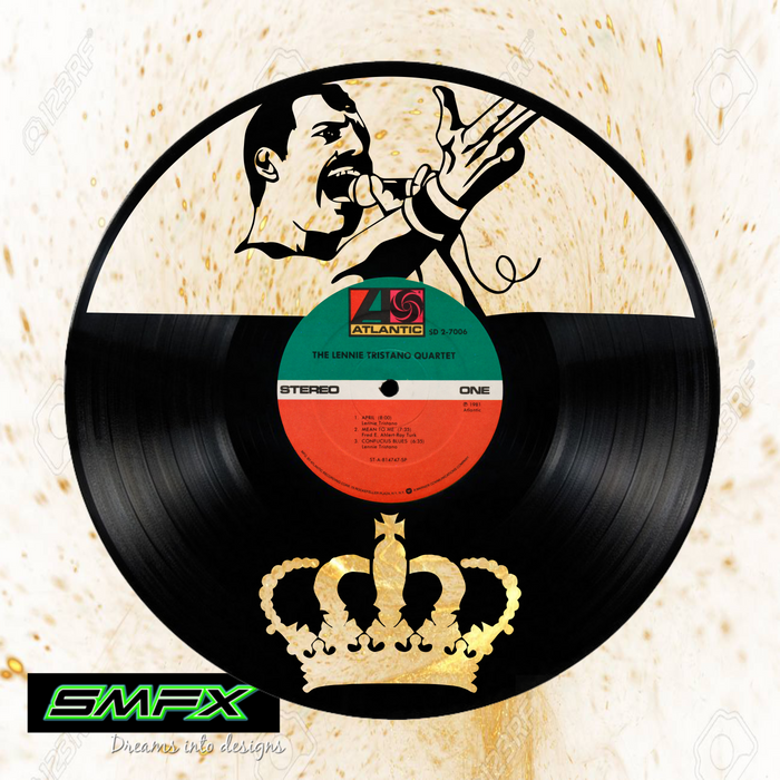 Queen Laser Cut Vinyl Record artist representation or vinyl clock