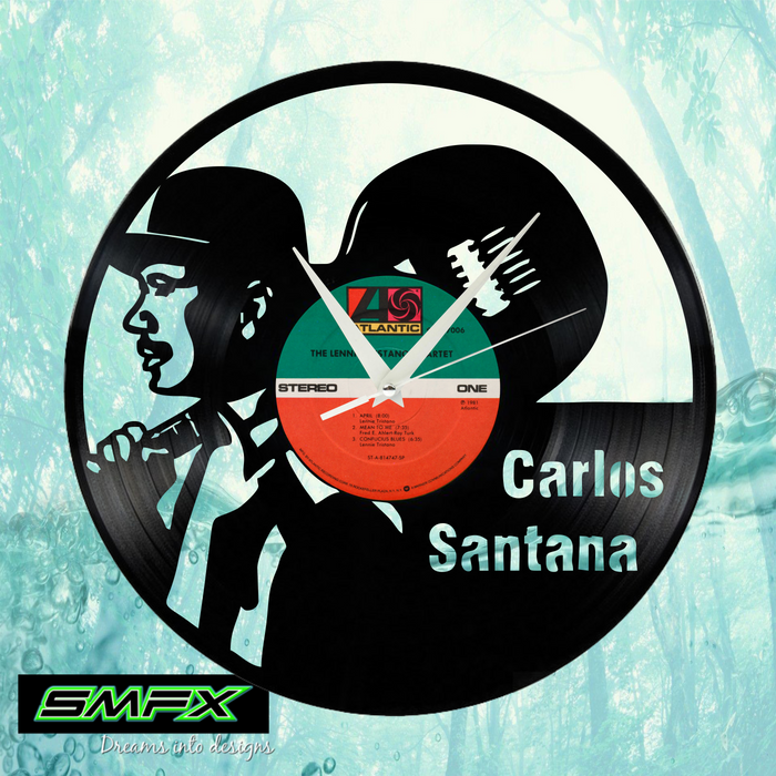 Santana Laser Cut Vinyl Record artist representation or vinyl clock