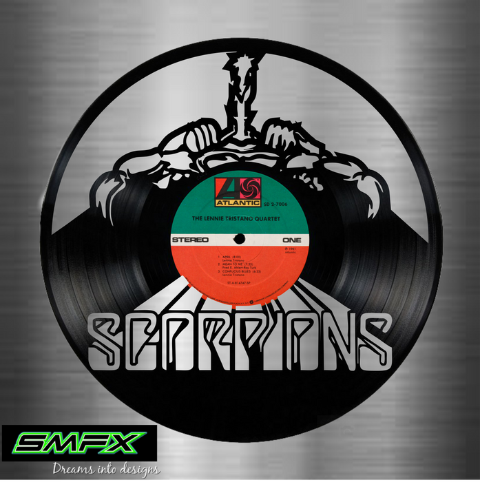 SCORPIONS Laser Cut Vinyl Record artist representation or vinyl clock