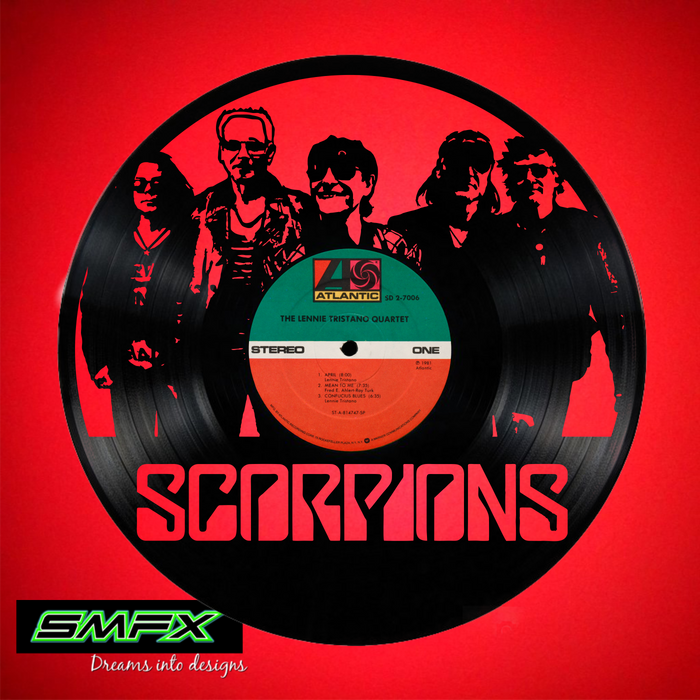 SCORPIONS Laser Cut Vinyl Record artist representation or vinyl clock