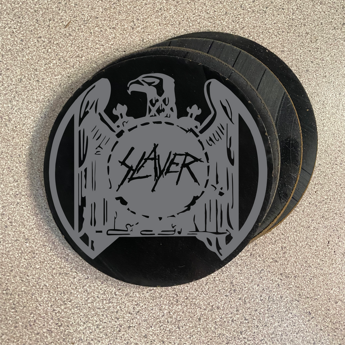 Slayer Laser Engraved Coaster Set of 4 Cut Vinyl Record artist representation