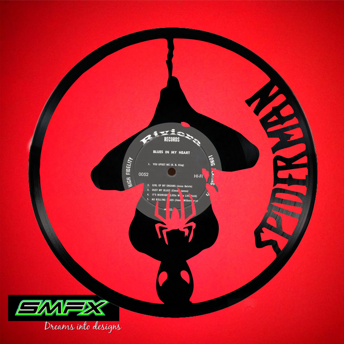 spiderman Laser Cut Vinyl Record artist representation or vinyl clock