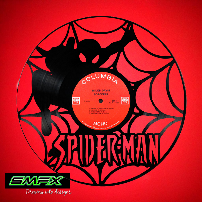 spiderman Laser Cut Vinyl Record artist representation or vinyl clock