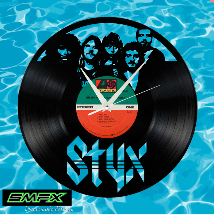styx Laser Cut Vinyl Record artist representation or vinyl clock