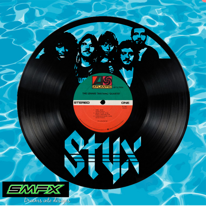 styx Laser Cut Vinyl Record artist representation or vinyl clock