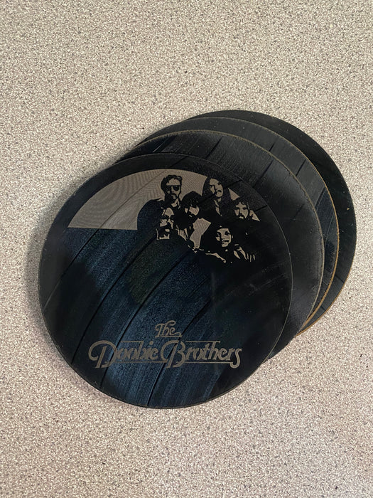 the doobie brothers Laser Engraved Coaster Set of 4 Cut Vinyl Record artist representation