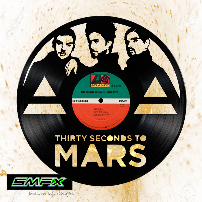 thirty seconds to mars Laser Cut Vinyl Record artist representation or vinyl clock