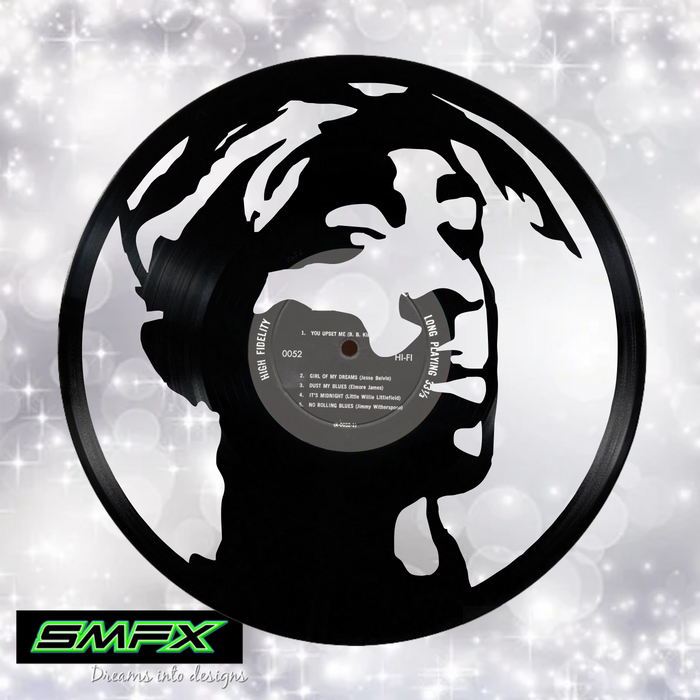 tupac Laser Cut Vinyl Record artist representation or vinyl clock