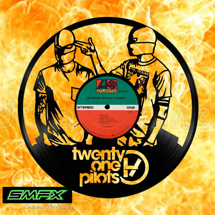 twenty one pilots Laser Cut Vinyl Record artist representation or vinyl clock