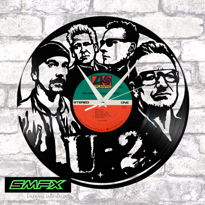 U2 Laser Cut Vinyl Record artist representation or vinyl clock