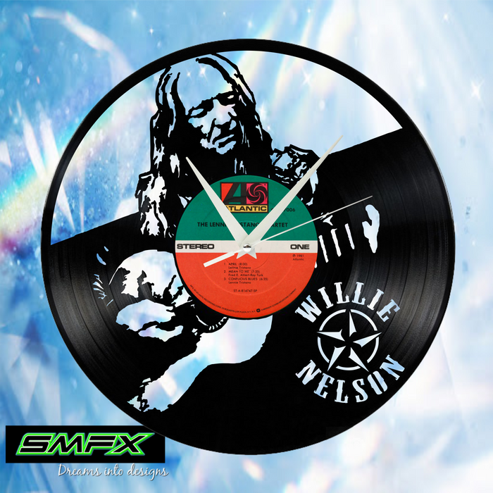 Willie nelson Laser Cut Vinyl Record artist representation or vinyl clock