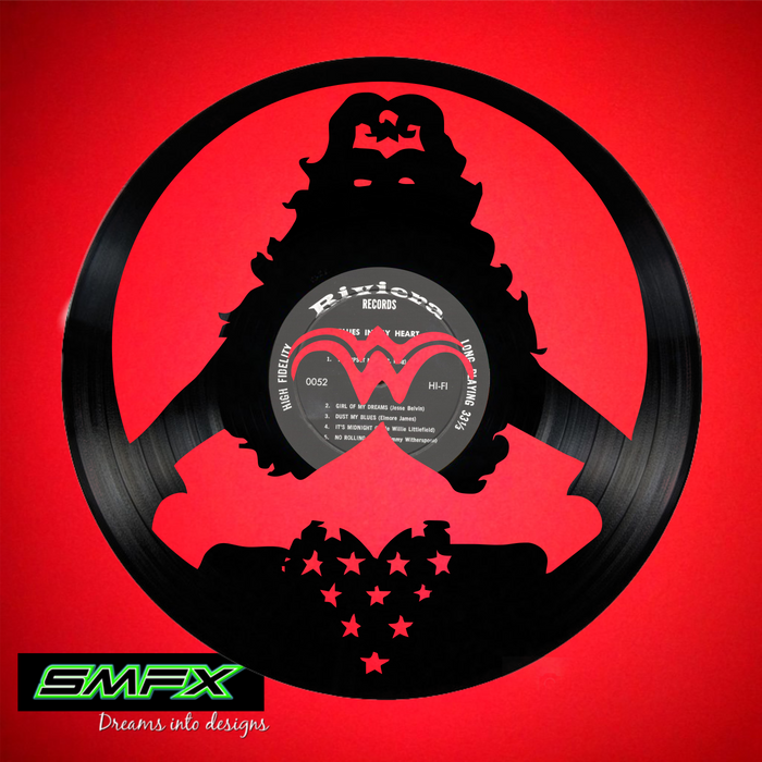 wonder woman Laser Cut Vinyl Record artist representation or vinyl clock