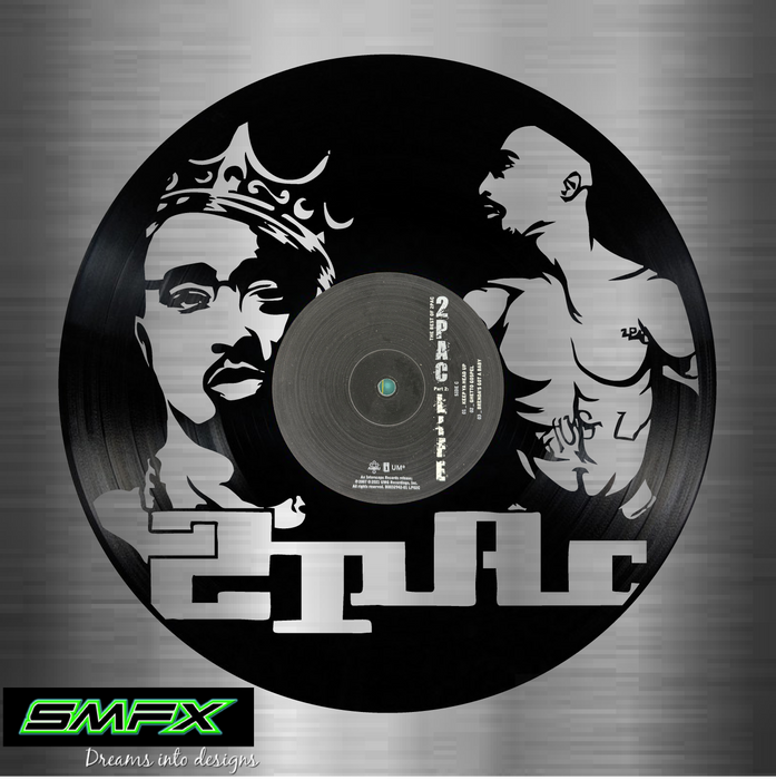 Tupac Shakur Laser Cut Vinyl Record artist representation or vinyl clock