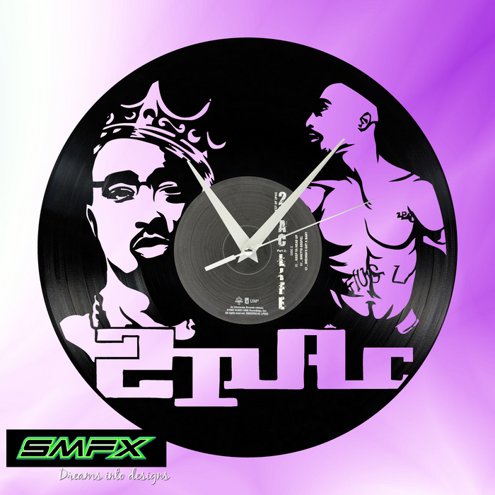 Tupac Shakur Laser Cut Vinyl Record artist representation or vinyl clock