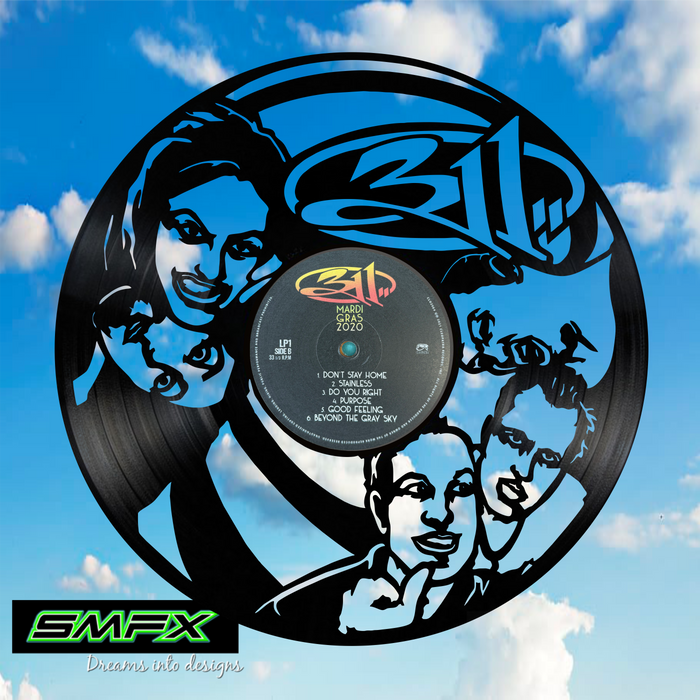 311 Laser Cut Vinyl Record artist representation or vinyl clock