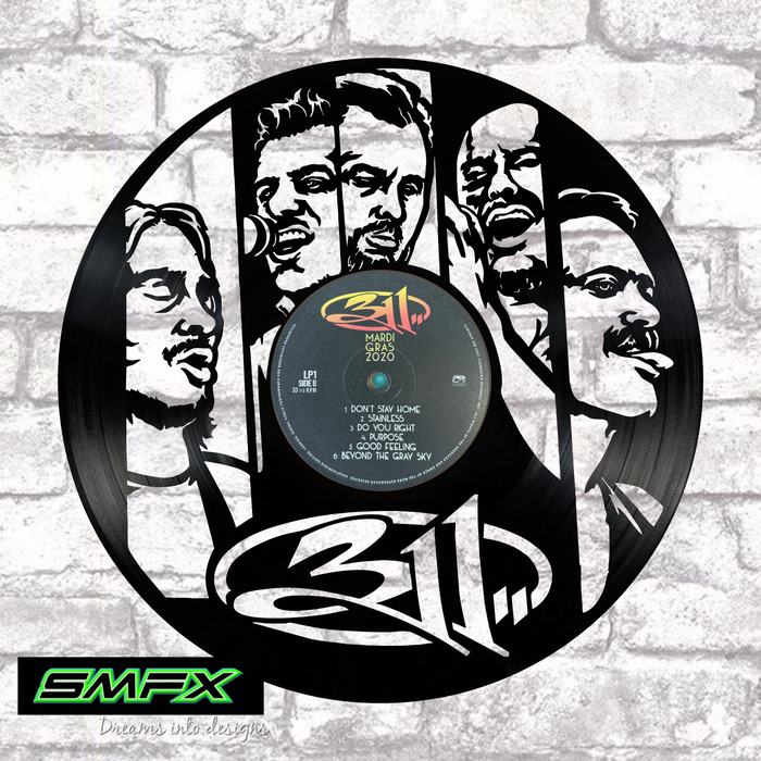311 Laser Cut Vinyl Record artist representation or vinyl clock