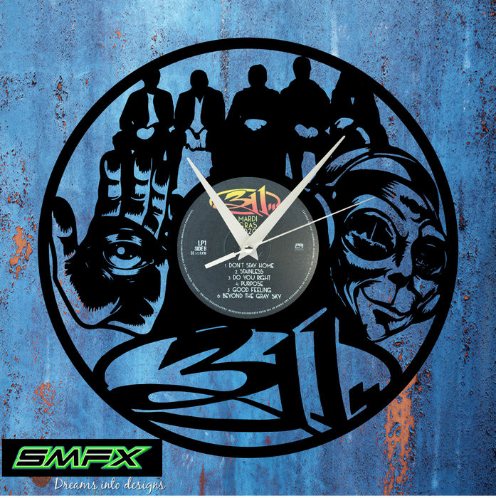 311 Laser Cut Vinyl Record artist representation or vinyl clock