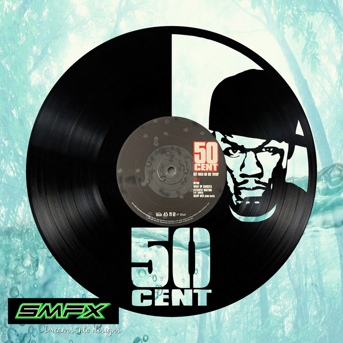 50 cent fifty cent Laser Cut Vinyl Record artist representation or vinyl clock