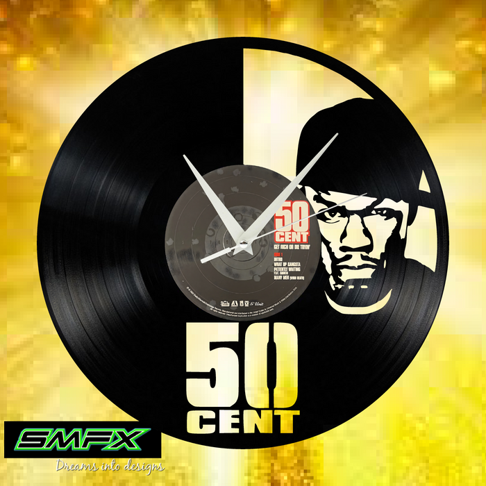 50 cent fifty cent Laser Cut Vinyl Record artist representation or vinyl clock