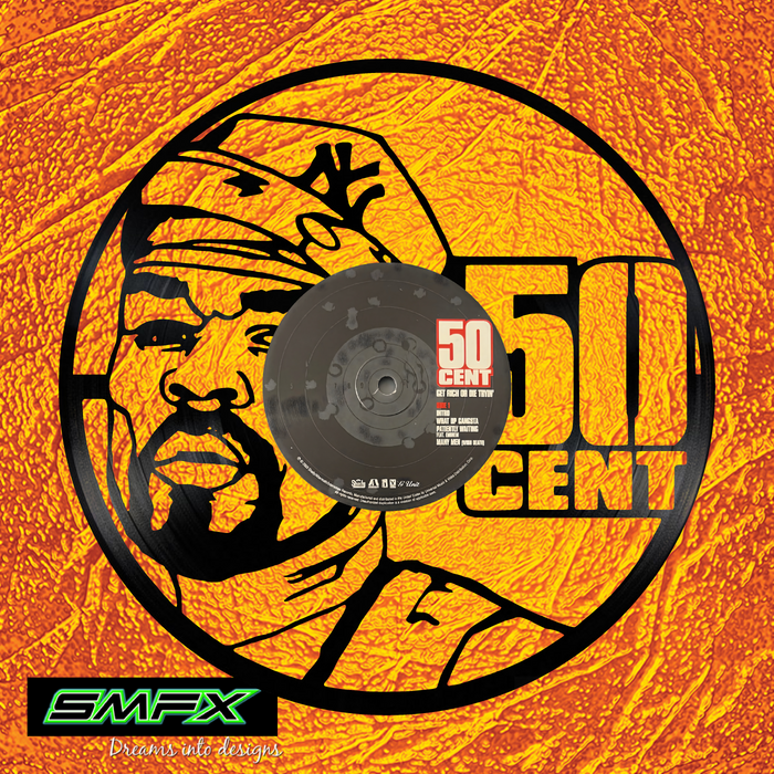 50 cent fifty cent Laser Cut Vinyl Record artist representation or vinyl clock