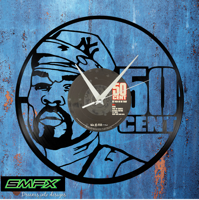 50 cent fifty cent Laser Cut Vinyl Record artist representation or vinyl clock