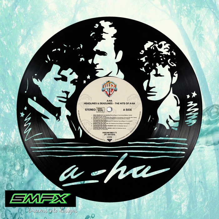 A HA Laser Cut Vinyl Record artist representation or vinyl clock