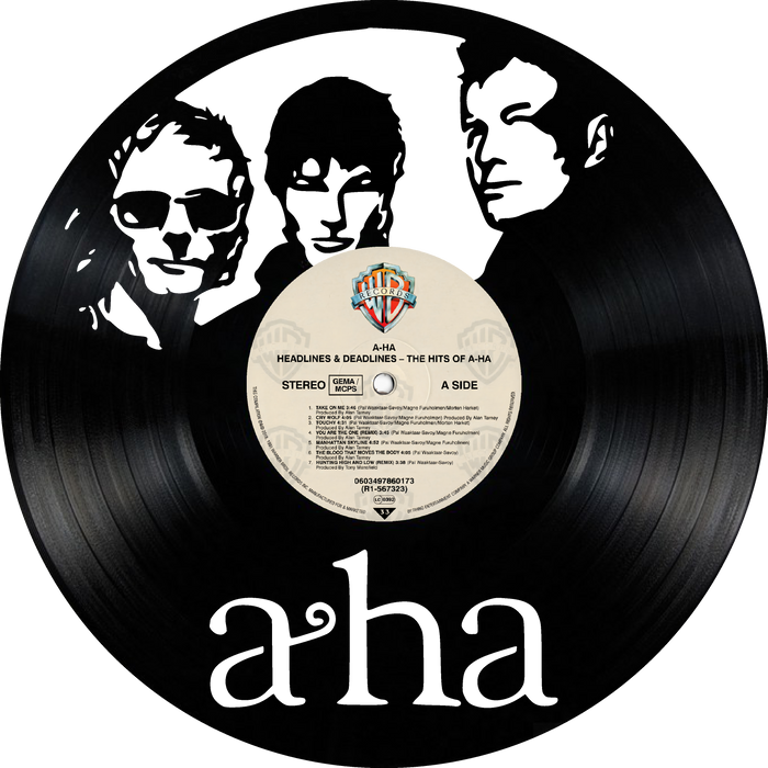 A HA A-HA Laser Cut Vinyl Record artist representation or vinyl clock