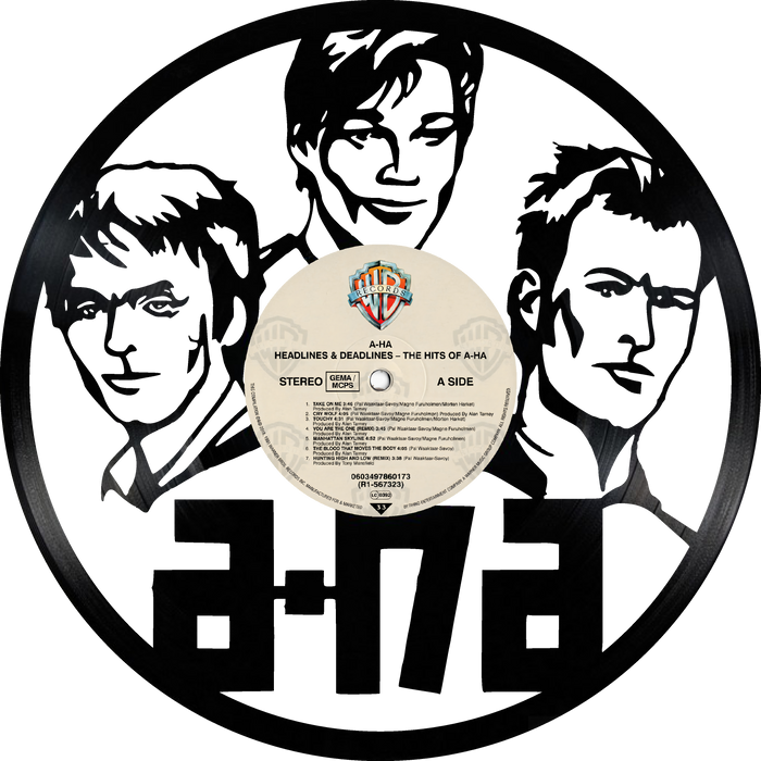 A HA A-HA Laser Cut Vinyl Record artist representation or vinyl clock