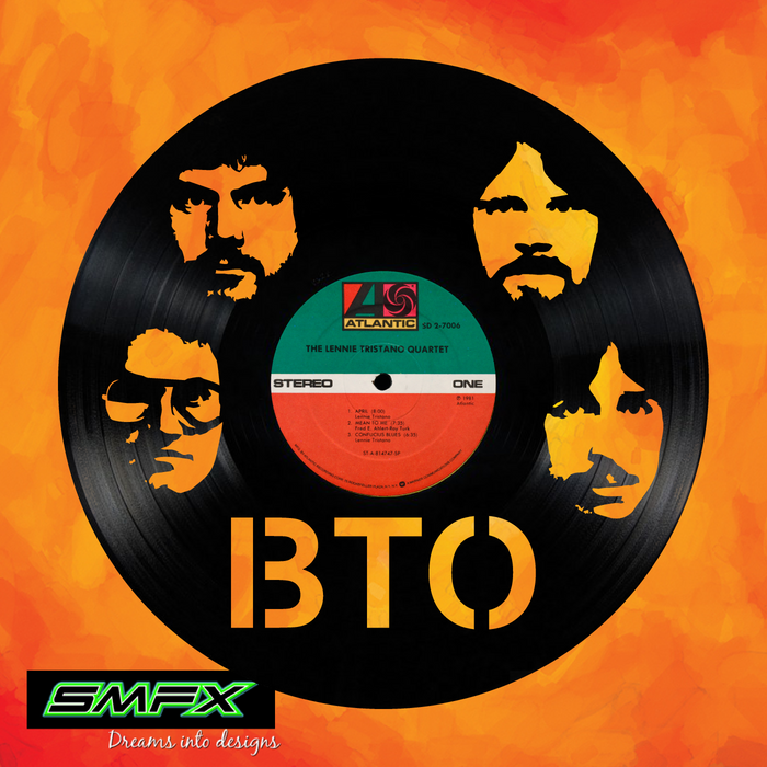 Bachman Turner Overdrive BTO Laser Cut Vinyl Record artist representation or vinyl clock