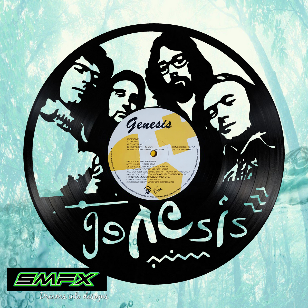 Genesis Inner Record Label genesis Laser Cut Vinyl Record artist representation or vinyl clock ...