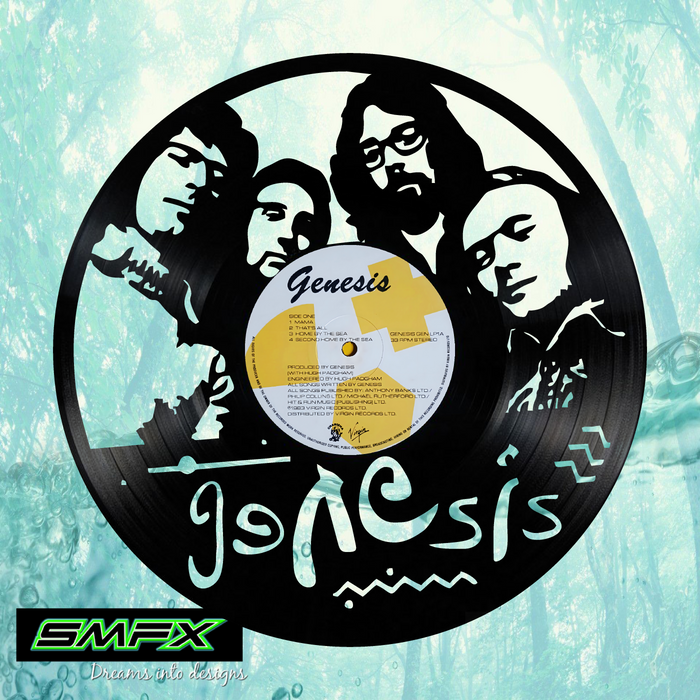 genesis Laser Cut Vinyl Record artist representation or vinyl clock