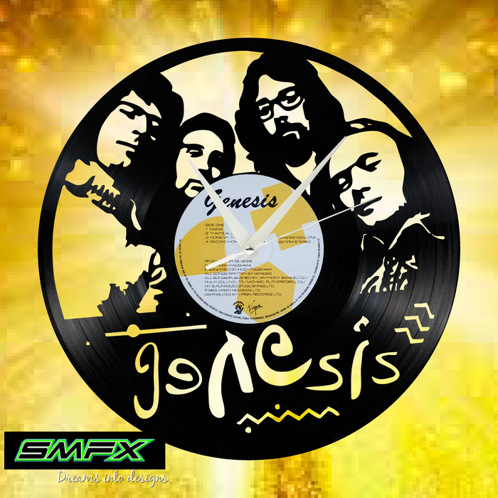 genesis Laser Cut Vinyl Record artist representation or vinyl clock