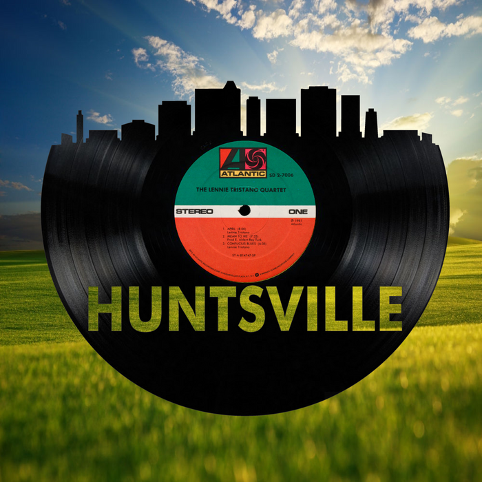 Huntsville Alabama  Skyline Vinyl record art cut from a actual vinyl record