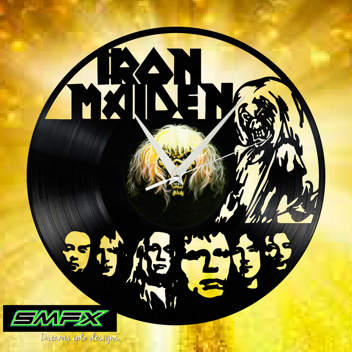 iron maiden Laser Cut Vinyl Record artist representation or vinyl clock