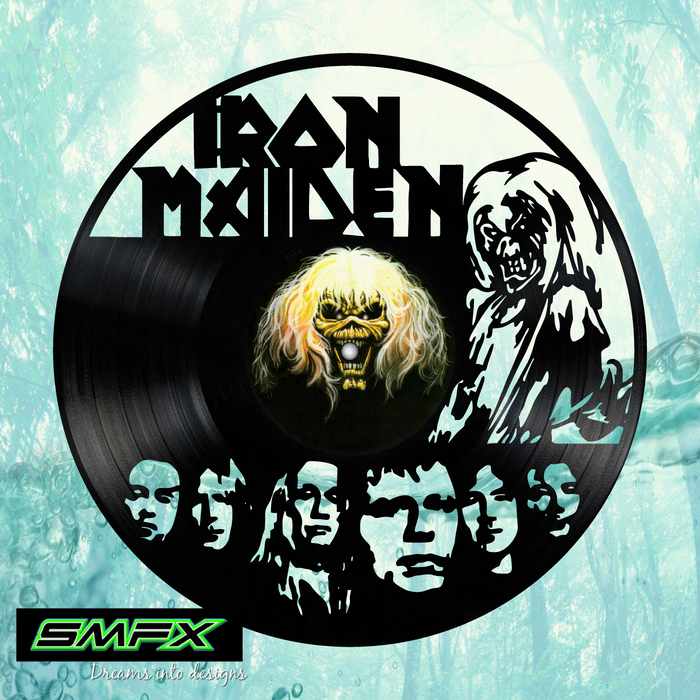 iron maiden Laser Cut Vinyl Record artist representation or vinyl clock