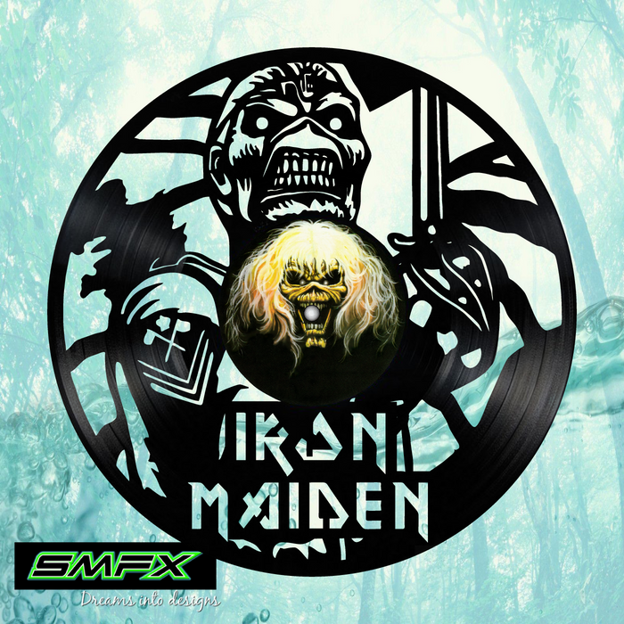 iron maiden Laser Cut Vinyl Record artist representation or vinyl clock
