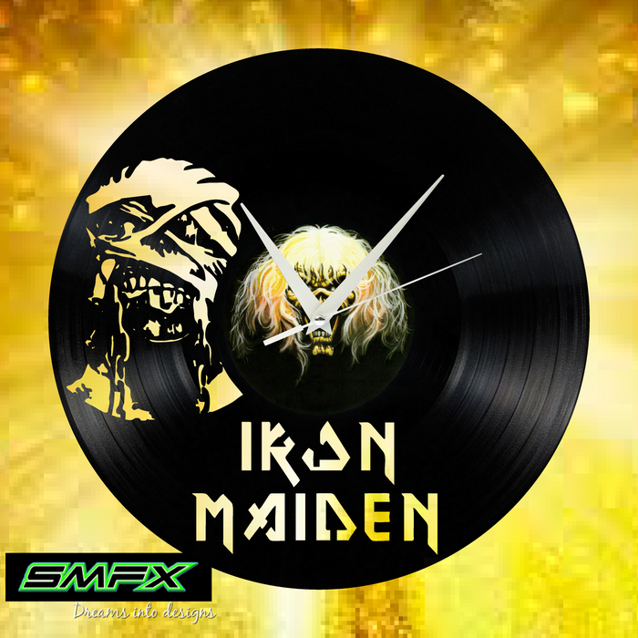 iron maiden Laser Cut Vinyl Record artist representation or vinyl clock
