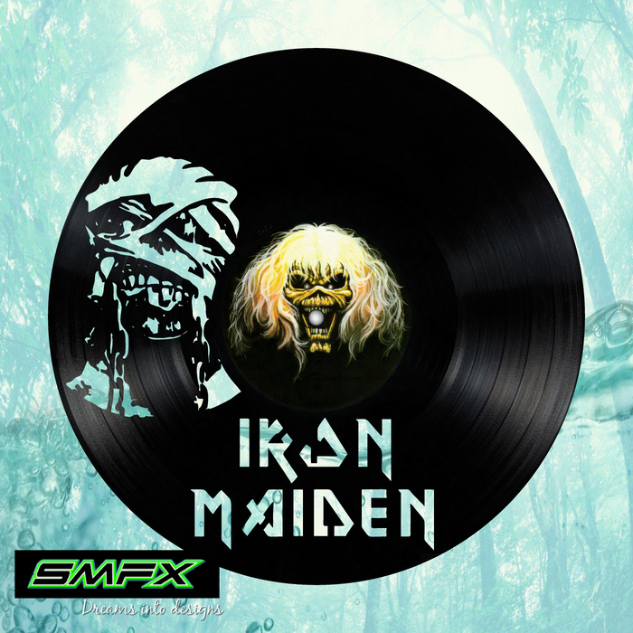 iron maiden Laser Cut Vinyl Record artist representation or vinyl clock