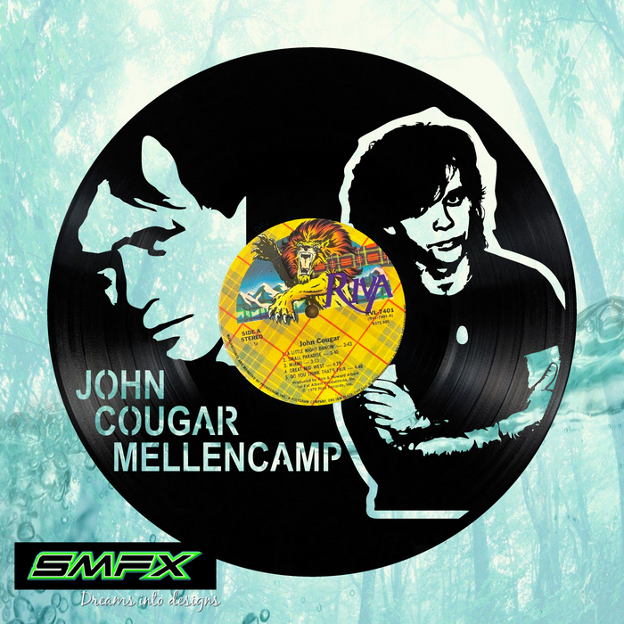 JOHN COUGAR MELLENCAMP Laser Cut Vinyl Record artist representation or vinyl clock