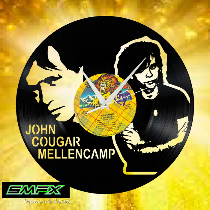 JOHN COUGAR MELLENCAMP Laser Cut Vinyl Record artist representation or vinyl clock