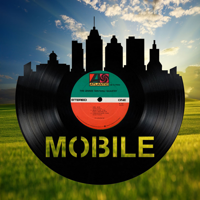 MOBILE Alabama  Skyline Vinyl record art cut from a actual vinyl record